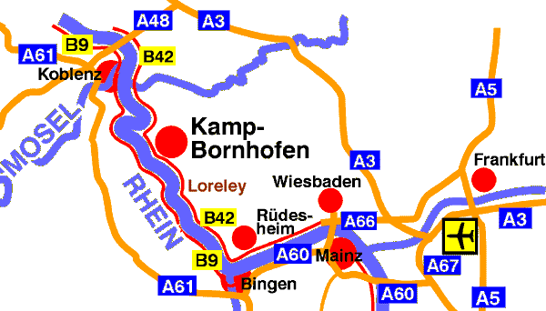 Location and Rhine River map